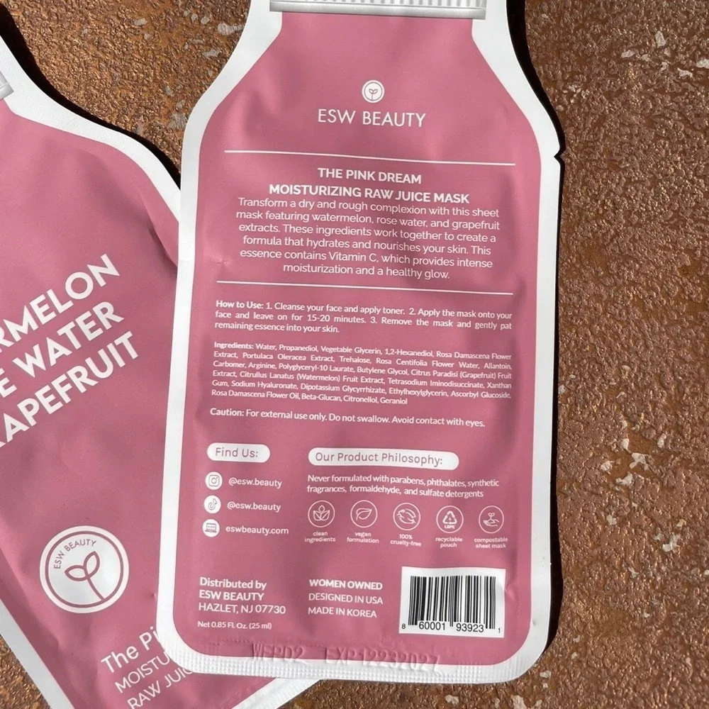 ESW The Pink Dream Moisturizing Raw Juice Mask / comes with 2 / retail $5 each